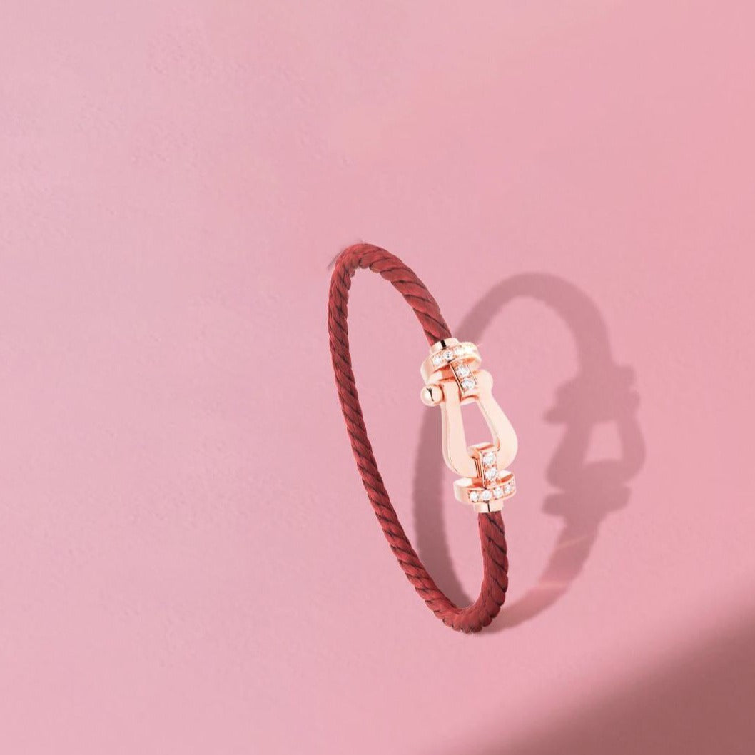 [Sophire Jewelry ]FORCE 10 HALF DIAMOND PINK GOLD RED CORDERI LARGE AND MEDIUM MODEL