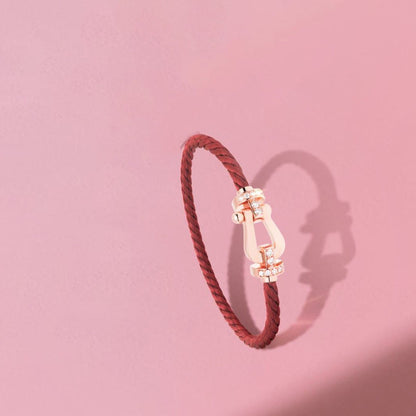 [Sophire Jewelry ]FORCE 10 HALF DIAMOND PINK GOLD RED CORDERI LARGE AND MEDIUM MODEL