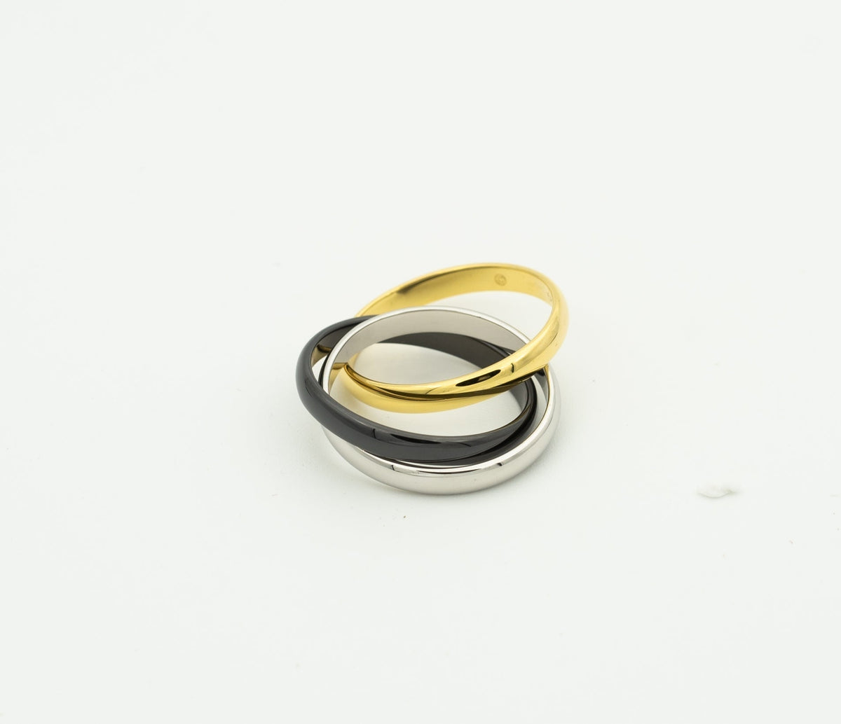 [Sophire Jewelry ]TRINITY RING BLACK GOLD SILVER