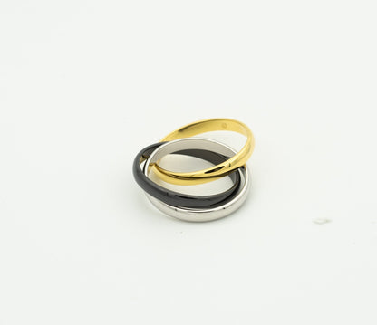 [Sophire Jewelry ]TRINITY RING BLACK GOLD SILVER