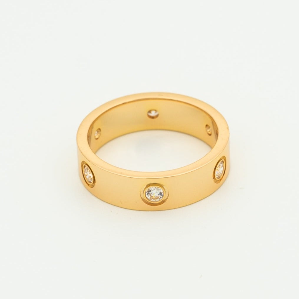 [Sophire Jewelry ]LOVE RING 5.5MM 6 DIAMONDS PINK GOLD