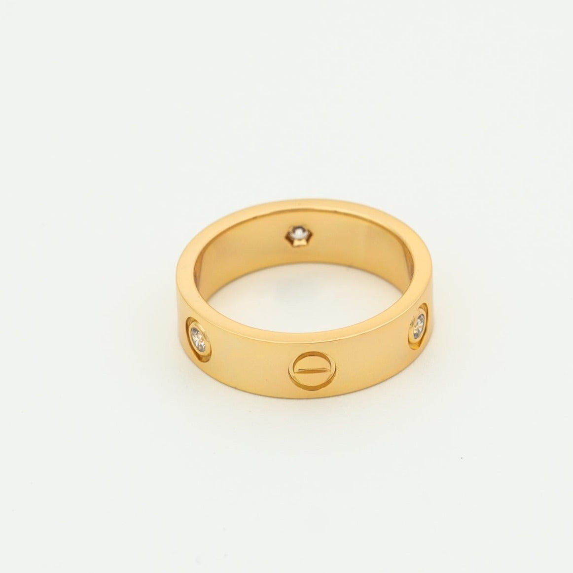 [Sophire Jewelry ]LOVE RING 5.5MM 3 DIAMONDS PINK GOLD