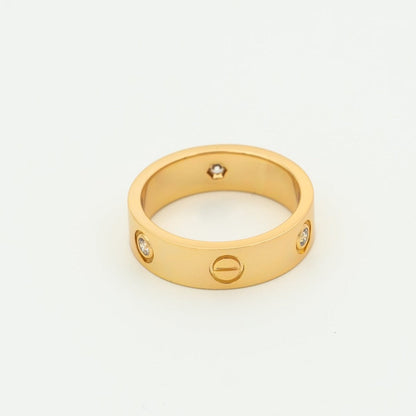[Sophire Jewelry ]LOVE RING 5.5MM 3 DIAMONDS PINK GOLD