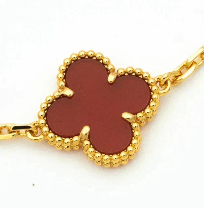 [Sophire Jewelry ] CLOVER 5 MOTIF RED CORNELIAN BRACELET COLLECTION
