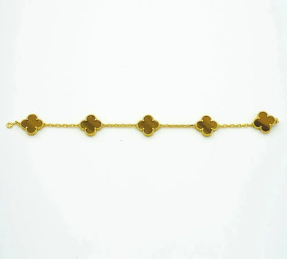 [Sophire Jewelry ] CLOVER 5 MOTIFS TIGER EYE BRACELET COLLECTION