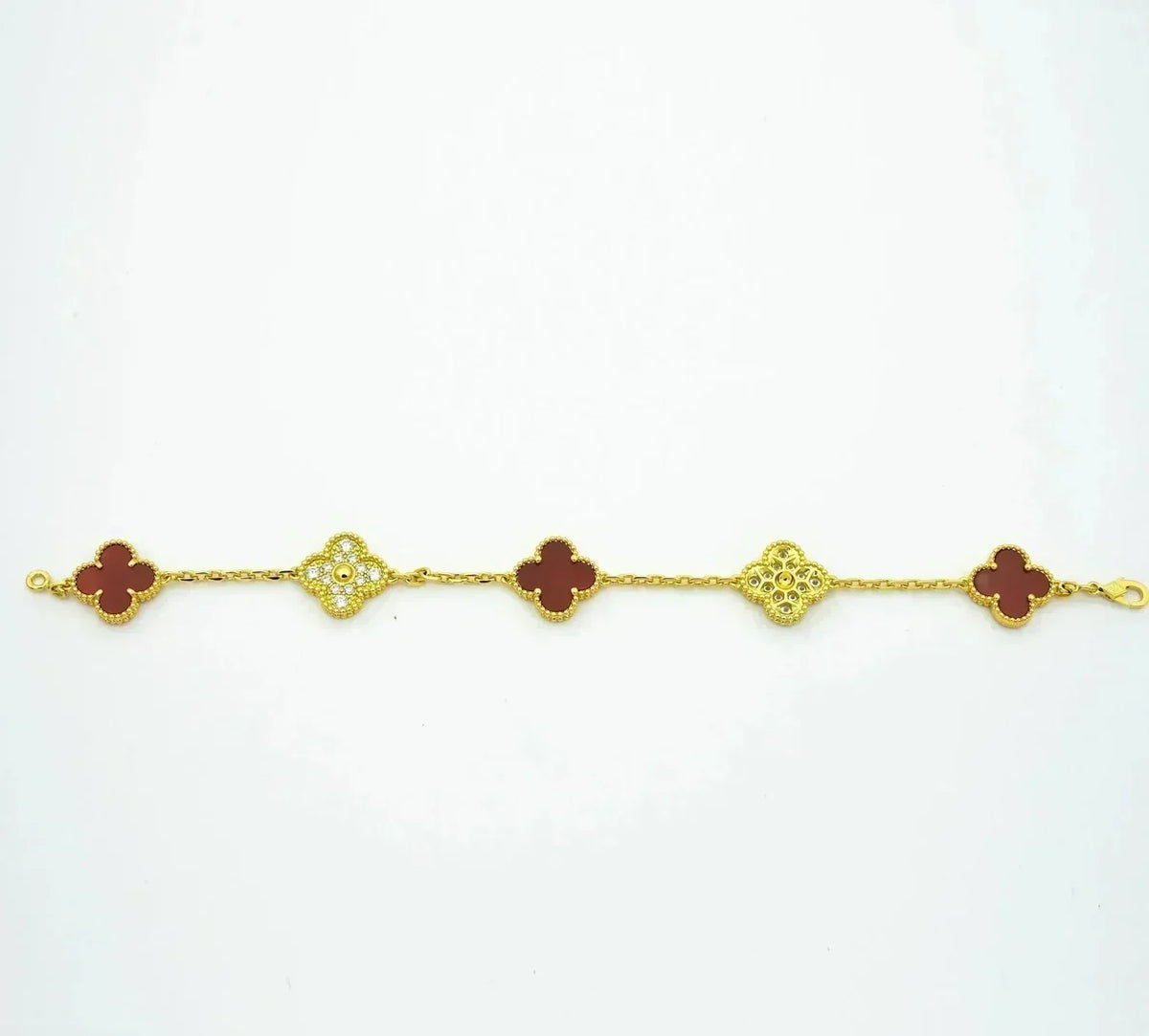 [Sophire Jewelry ] CLOVER 5 MOTIF RED CORNELIAN BRACELET COLLECTION