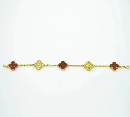 [Sophire Jewelry ] CLOVER 5 MOTIF RED CORNELIAN BRACELET COLLECTION