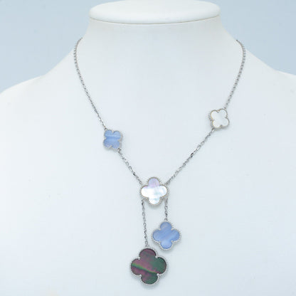 [Sophire Jewelry ]CLOVER MOP CHALCEDONY NECKLACE SILVER 6 MOTIF
