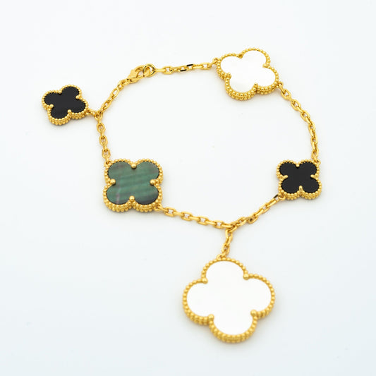 [Sophire Jewelry ]CLOVER BRACELET 5 MOTIFS ONYX MOP