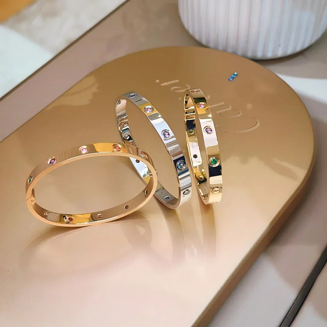 [Sophire Jewelry]CLASSIC 6.1MM LOVE BRACELET 10-DIAMOND MULTICOLOR
