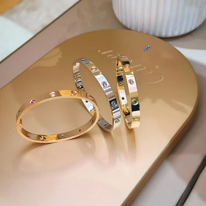 [Sophire Jewelry]CLASSIC 6.1MM LOVE BRACELET 10-DIAMOND MULTICOLOR