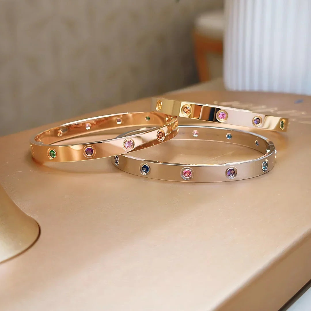 [Sophire Jewelry]CLASSIC 6.1MM LOVE BRACELET 10-DIAMOND MULTICOLOR