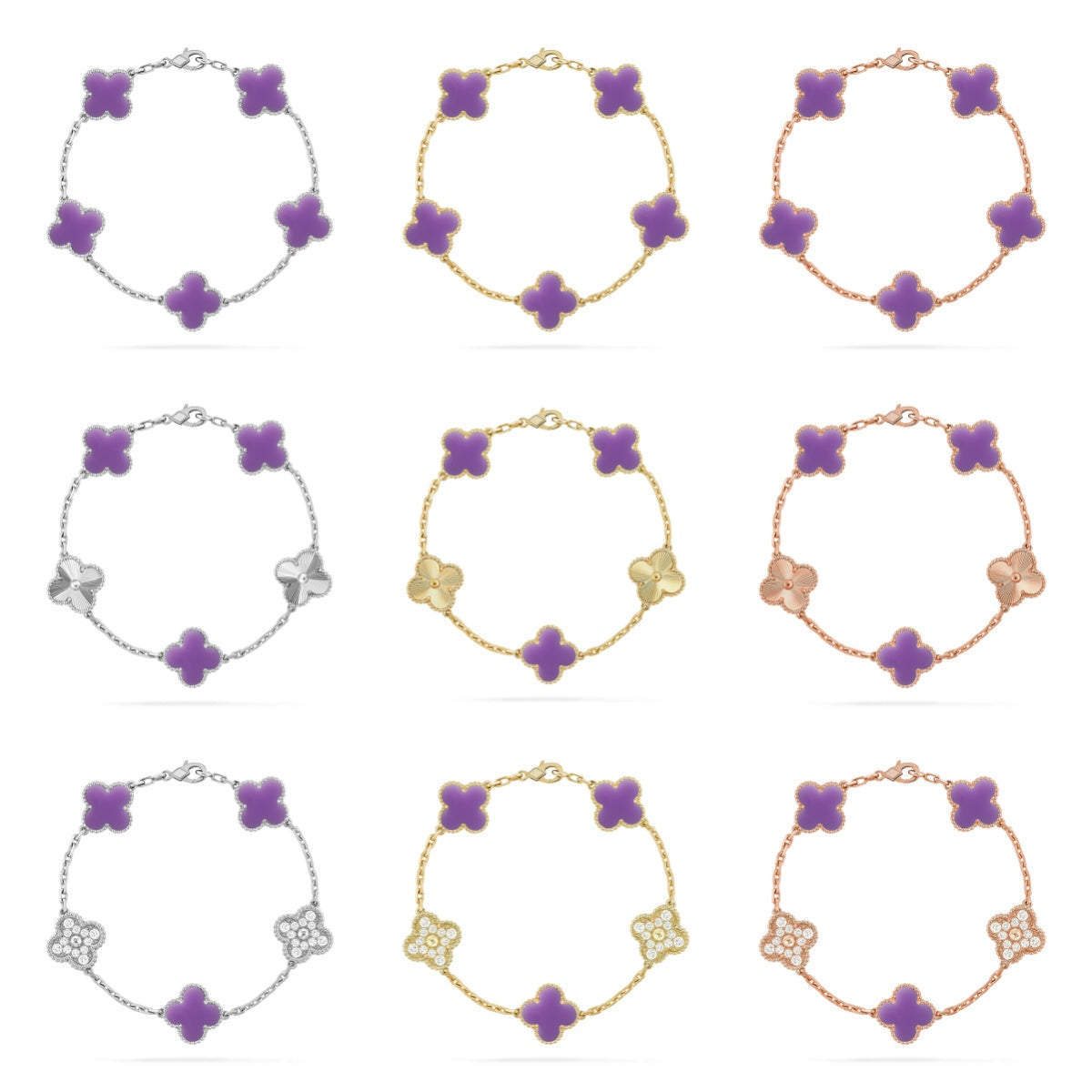 [Sophire Jewelry ]CLOVER 5 MOTIF LIGHT PURPLE BRACELET COLLECTION