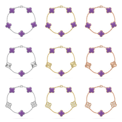 [Sophire Jewelry ]CLOVER 5 MOTIF LIGHT PURPLE BRACELET COLLECTION