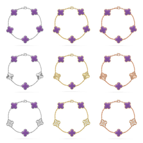 [Sophire Jewelry ]CLOVER 5 MOTIF LIGHT PURPLE BRACELET COLLECTION