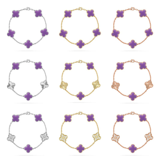 [Sophire Jewelry ]CLOVER 5 MOTIF LIGHT PURPLE BRACELET COLLECTION