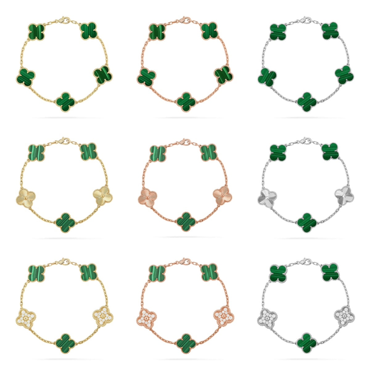 [Sophire Jewelry ] CLOVER 5 MOTIF MALACHITE BRACELET COLLECTION