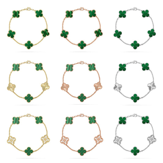[Sophire Jewelry ] CLOVER 5 MOTIF MALACHITE BRACELET COLLECTION