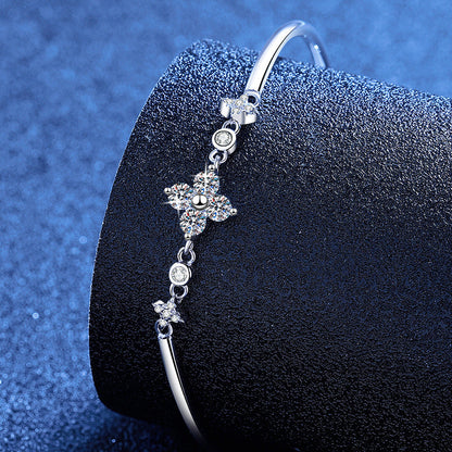 [Sophire]CLOVER & TWIN-STAR MOISSANITE BRACELET