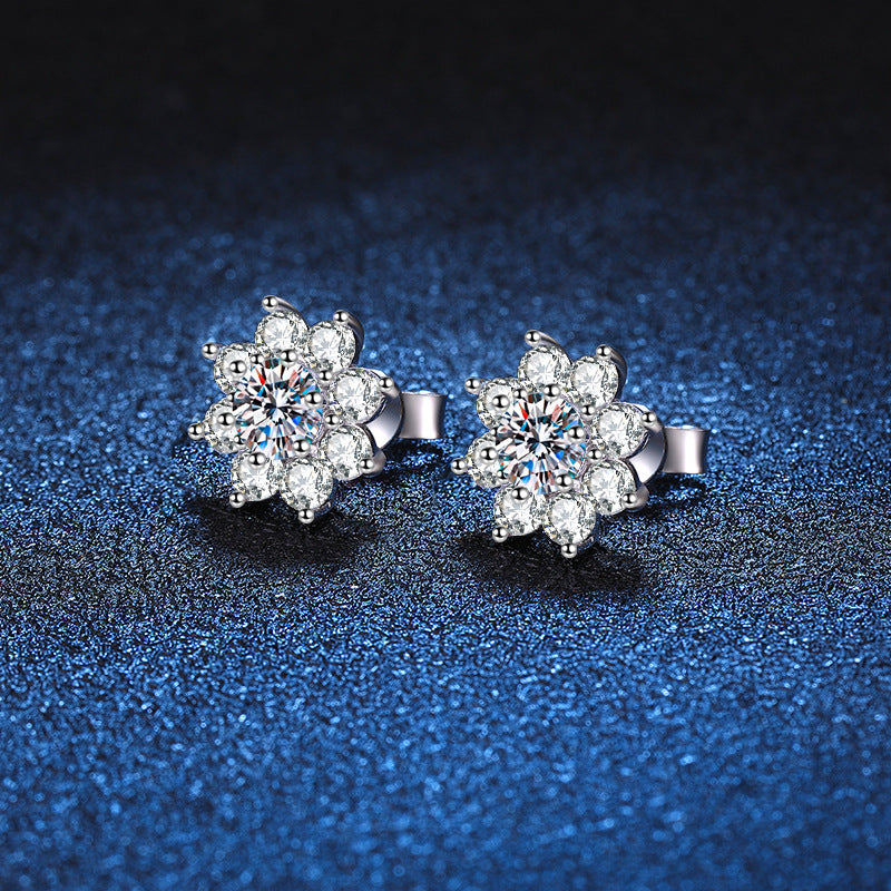 [Sophire]RADIANT SUNFLOWER MOISSANITE STUD EARRINGS