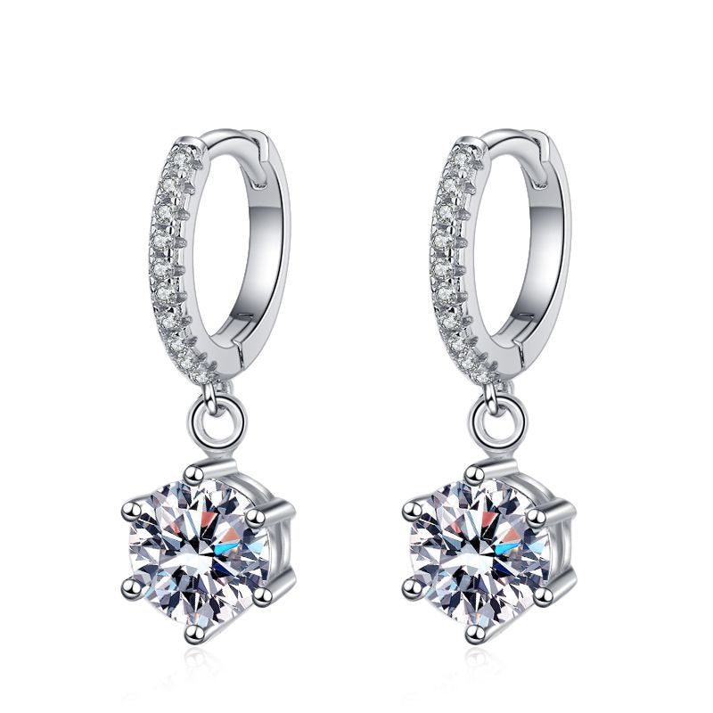 [Sophire]CLASSIC 6-PRONG MOISSANITE DROP EARRINGS