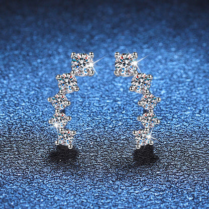 [Sophire]SPARKLING SMILE ARC MOISSANITE STUD EARRINGS