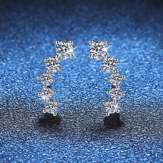 [Sophire]SPARKLING SMILE ARC MOISSANITE STUD EARRINGS