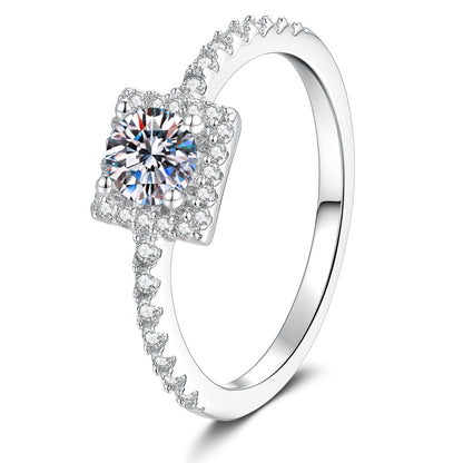 [Sophire]DAINTY SUGAR-CUBE MOISSANITE RING