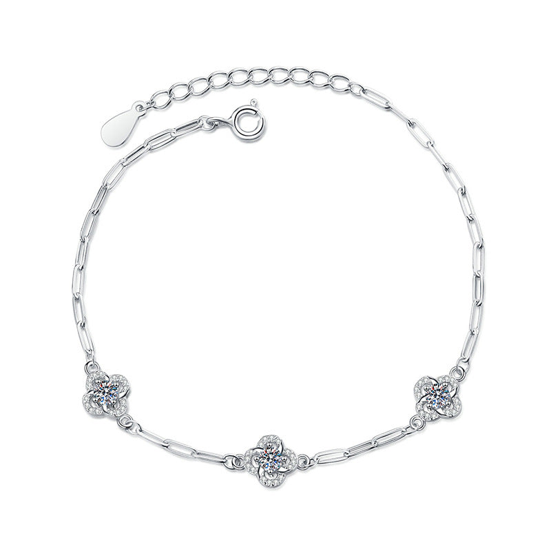 [Sophire]TRIPLE-CLOVER MOISSANITE BRACELET