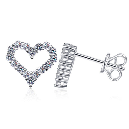 [Sophire]SPARKLING HEART-SHAPED MOISSANITE STUD EARRINGS