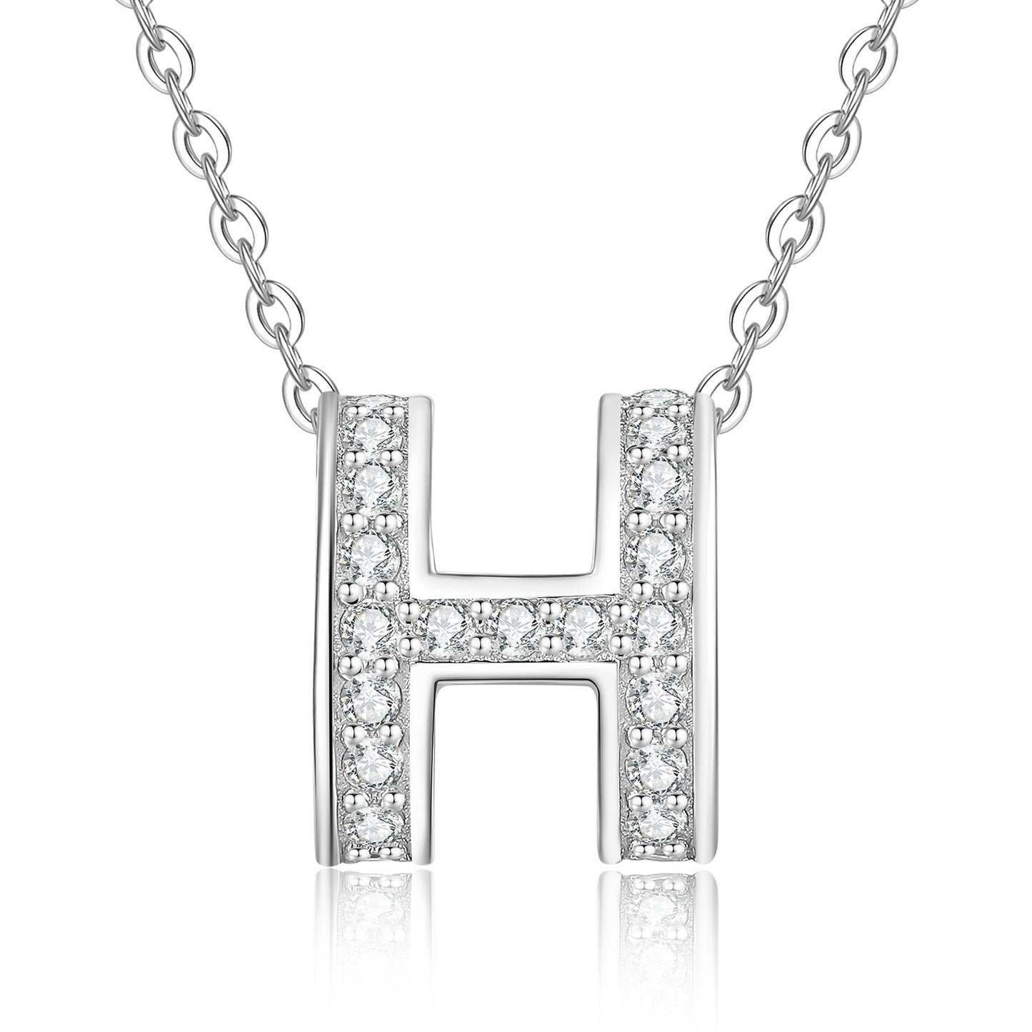 [Sophire]FULL-PAVE "H" MOISSANITE PENDANT NECKLACE