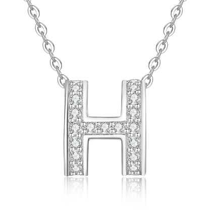 [Sophire]FULL-PAVE "H" MOISSANITE PENDANT NECKLACE