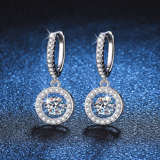 [Sophire]DANCING MOISSANITE HALO DROP HOOP EARRINGS