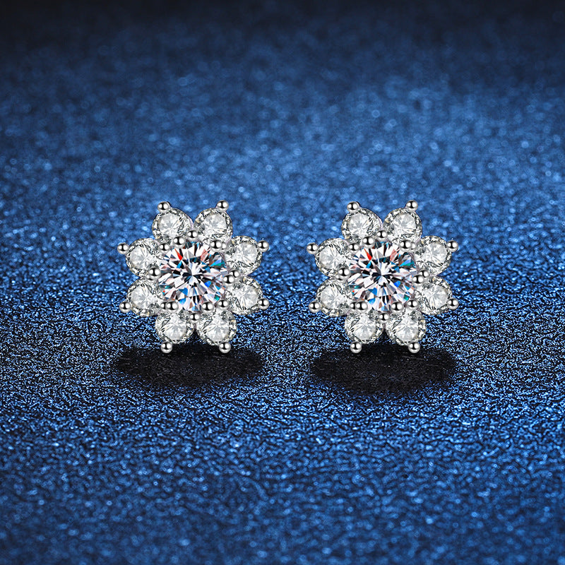 [Sophire]RADIANT SUNFLOWER MOISSANITE STUD EARRINGS