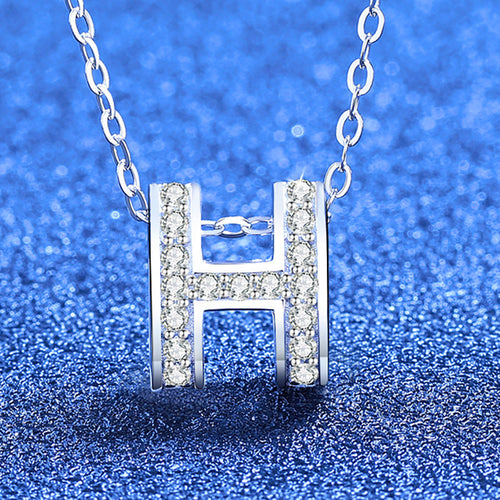 [Sophire]FULL-PAVE "H" MOISSANITE PENDANT NECKLACE