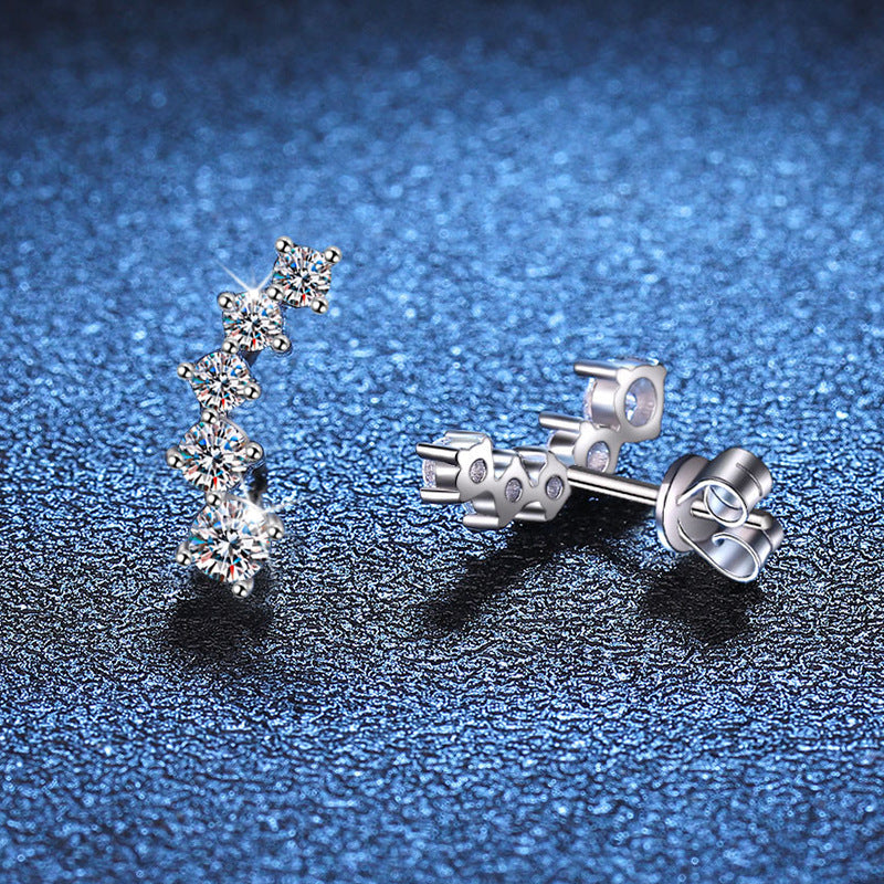 [Sophire]SPARKLING SMILE ARC MOISSANITE STUD EARRINGS