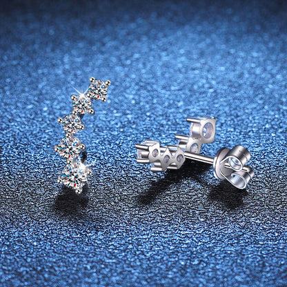 [Sophire]SPARKLING SMILE ARC MOISSANITE STUD EARRINGS