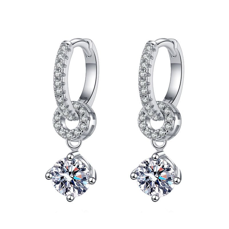 [Sophire]INTERLOCKING DOUBLE RING MOISSANITE DROP EARRINGS