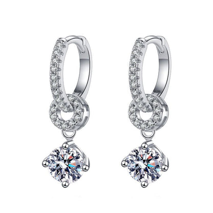 [Sophire]INTERLOCKING DOUBLE RING MOISSANITE DROP EARRINGS