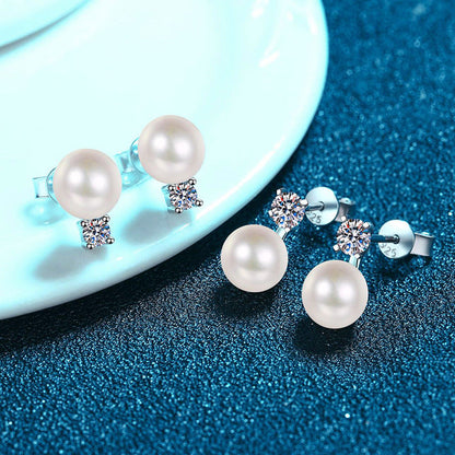 [Sophire]ELEGANT NATURAL PEARL & MOISSANITE DROP EARRINGS