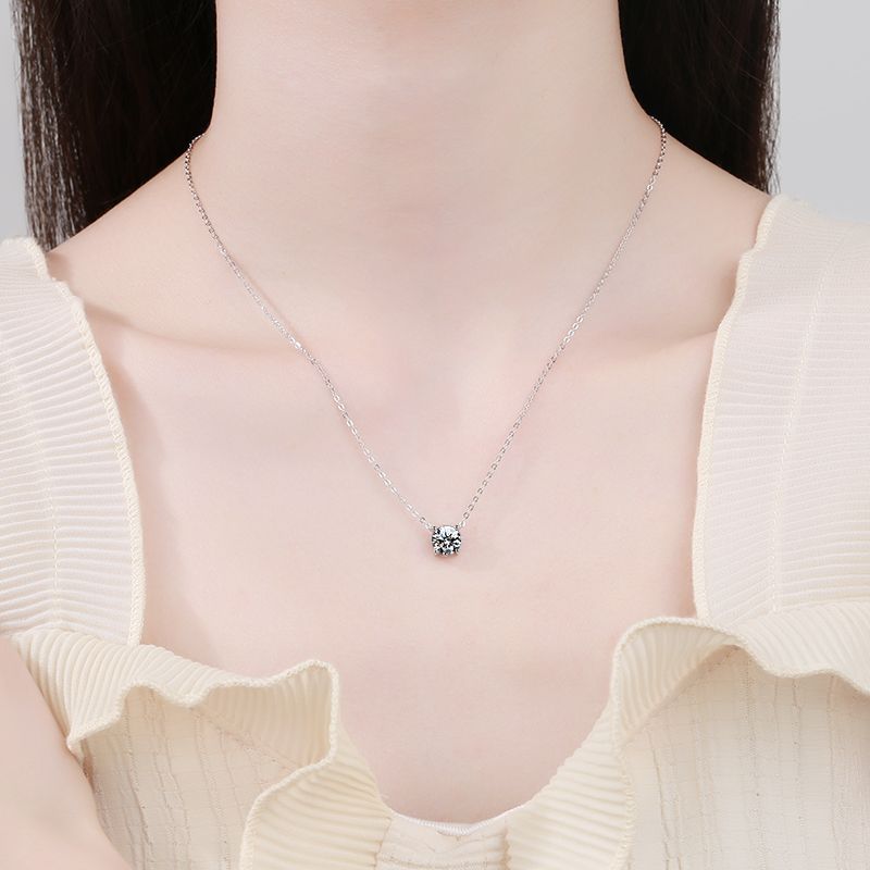 [Sophire]CLASSIC FOUR-PRONG SOLITAIRE MOISSANITE NECKLACE