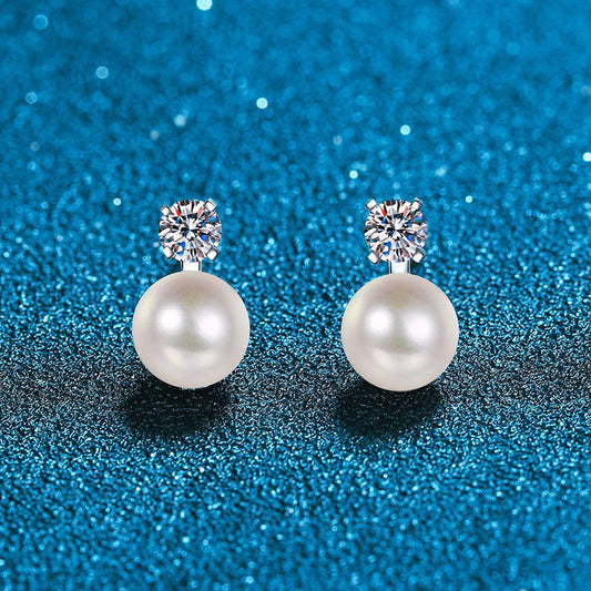 [Sophire]ELEGANT NATURAL PEARL & MOISSANITE DROP EARRINGS