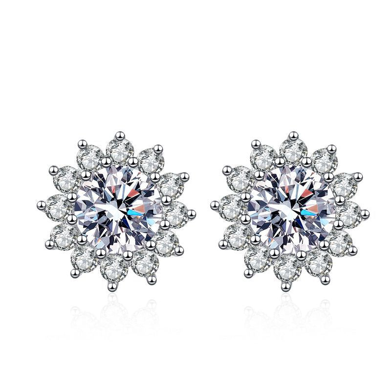 [Sophire]BLOOMING SUNFLOWER MOISSANITE STUD EARRINGS