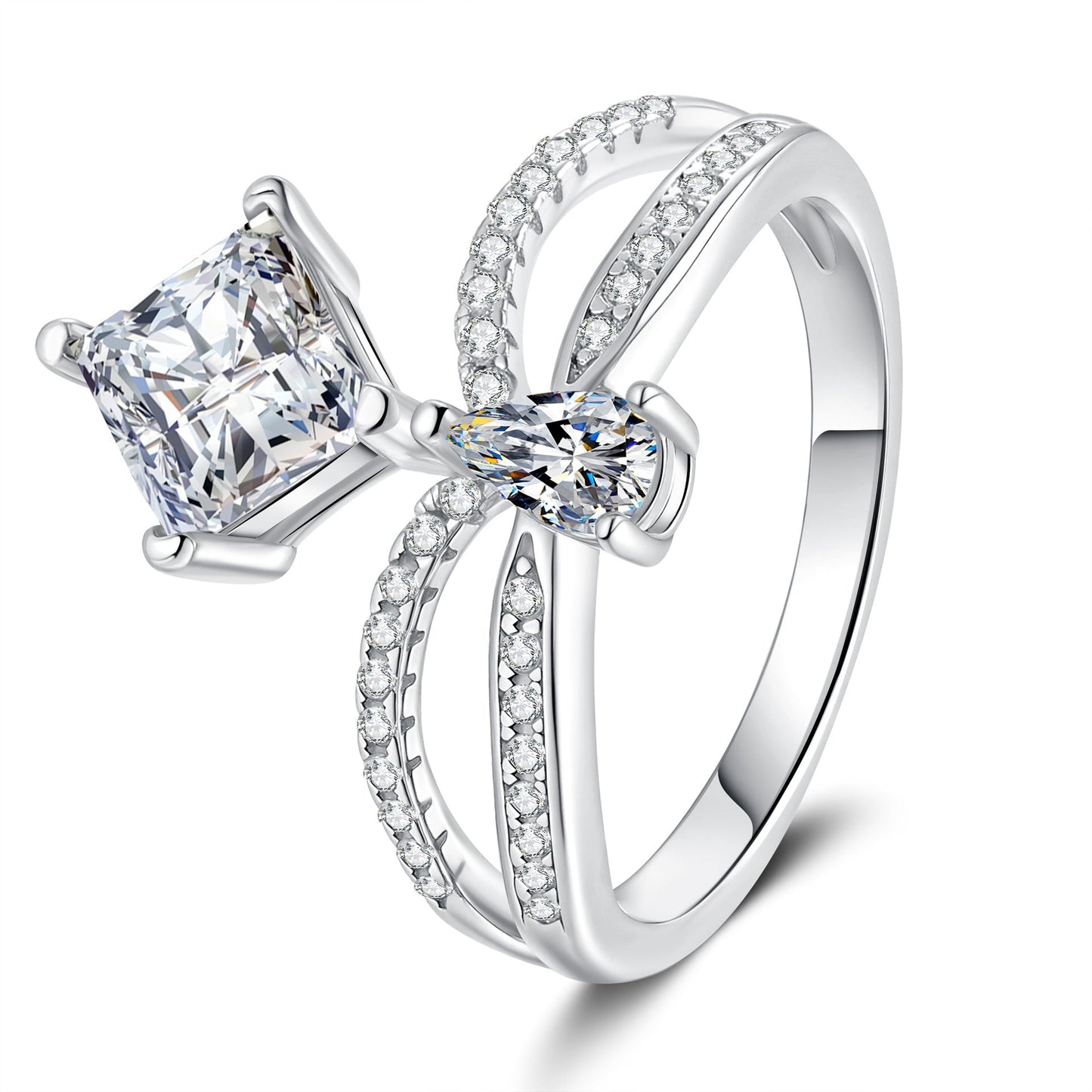 [Sophire]ELEGANT DOUBLE-TWISTED MOISSANITE RING
