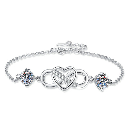 [Sophire]DOUBLE-STONE "LOVE LINK" MOISSANITE BRACELET