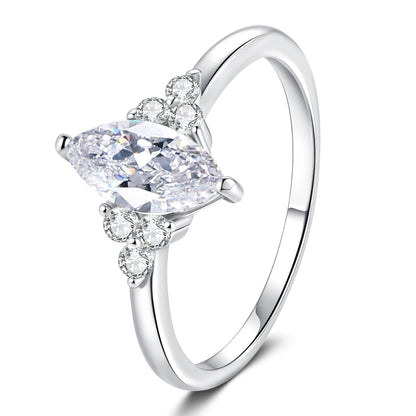 [Sophire]ELEGANT MARQUISE CUT MOISSANITE RING WITH SIDE ACCENTS