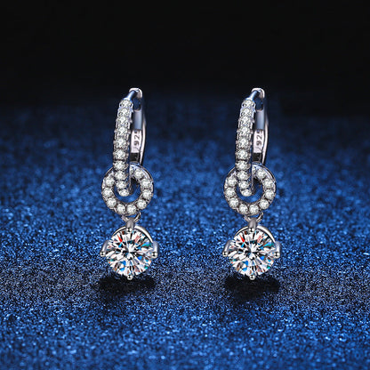 [Sophire]INTERLOCKING DOUBLE RING MOISSANITE DROP EARRINGS