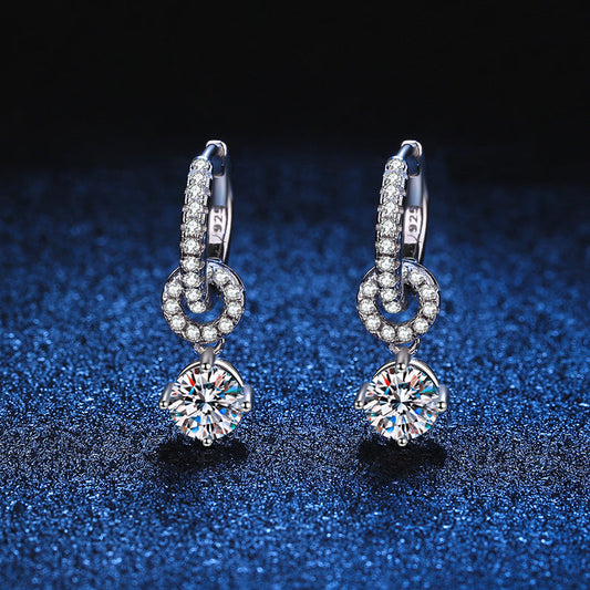 [Sophire]INTERLOCKING DOUBLE RING MOISSANITE DROP EARRINGS