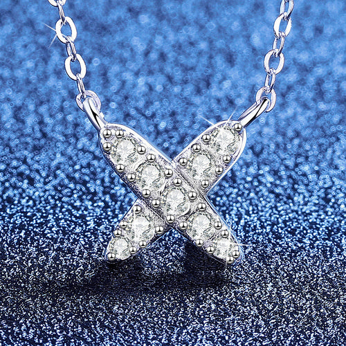 [Sophire]MODERN X-SHAPE PAVÉ MOISSANITE NECKLACE