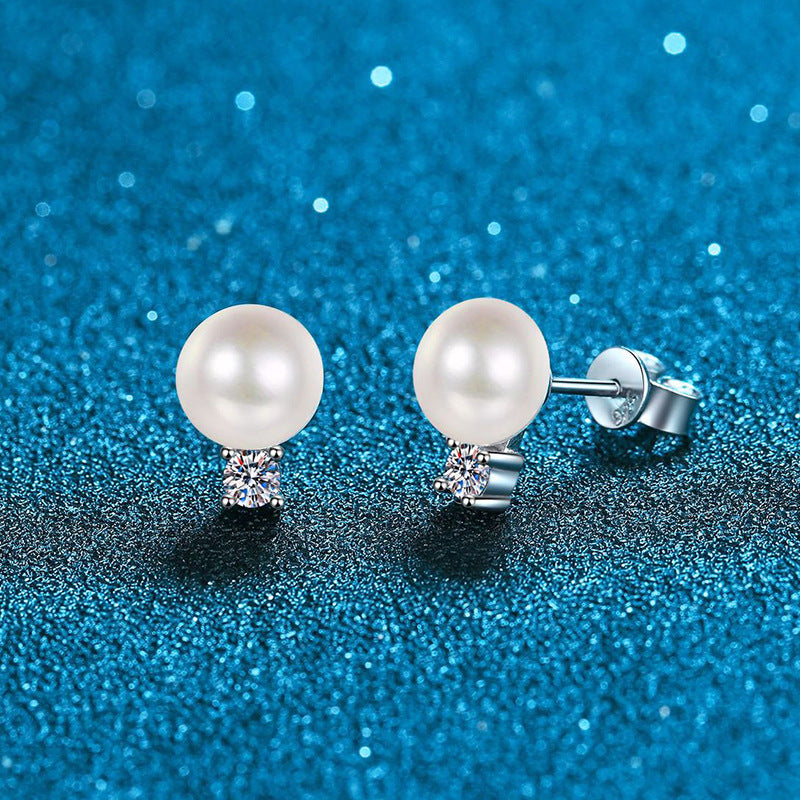 [Sophire]ELEGANT NATURAL PEARL & MOISSANITE DROP EARRINGS